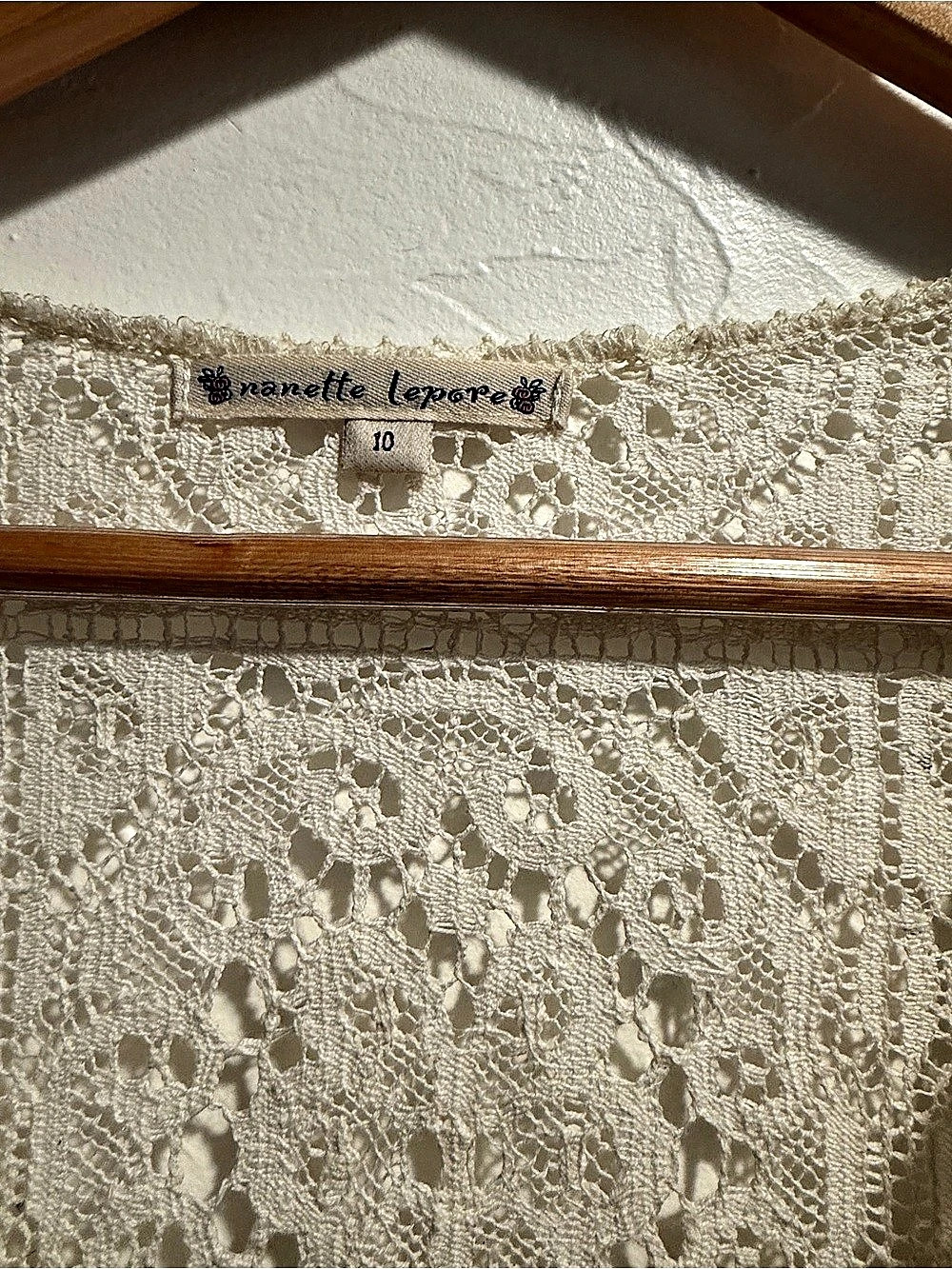 Nanette Lepore Lace Fringe Cardigan Cream Size 10 Like New - Picture 4 of 4